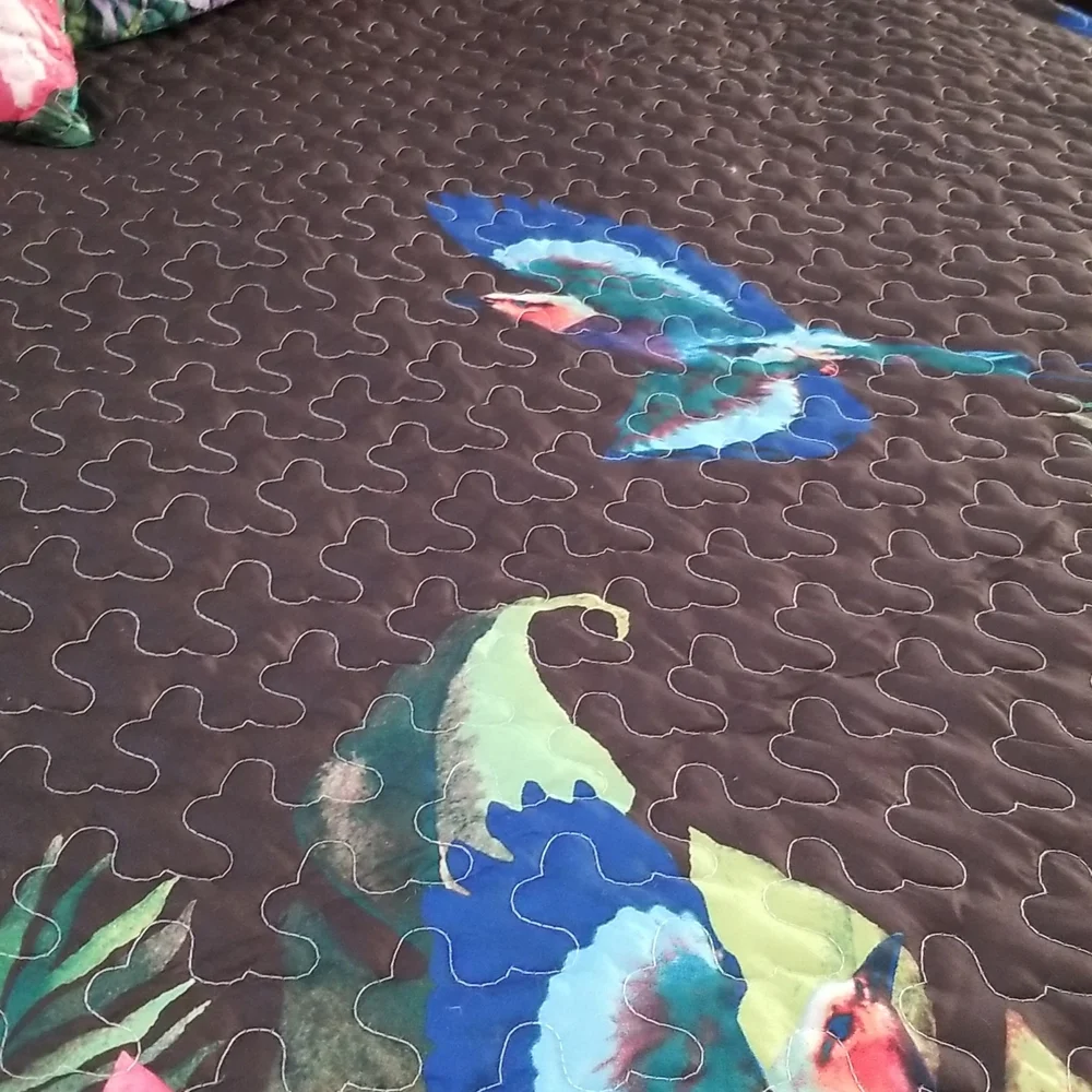 4pc Reversible Queen Quilt Bedspread Set Exotic Vibrant Floral New